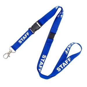 Pack of 50 Lanyards with Trigger Hook, Breakaway, 16mm, Staff Blue