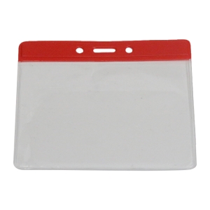 Pack of 100 Flexible Card Holder, Horizontal, Vinyl with Red Colour Bar