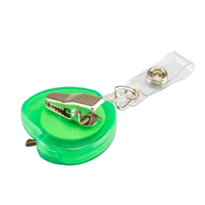Apple ID Badge Reel with Split Ring and ID Card Strap, Swivel Alligator Clip, Green, Pack 10