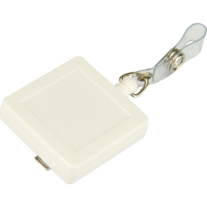 Square ID Badge Reel with ID Card Strap, Swivel Alligator Clip, White, Pack 10