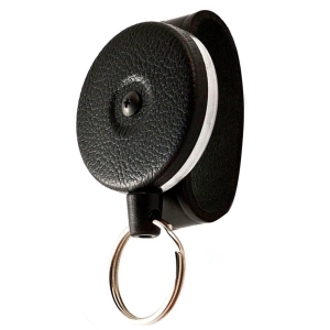 Key-Bak Duty Gear Key Holder Reel with Split Ring, Belt Loop, Black