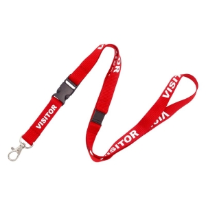 Pack of 50 Lanyards with Trigger Hook, Breakaway, 16mm, Visitor Red