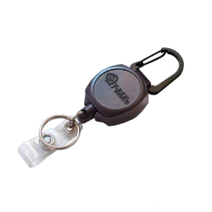 Key-Bak Sidekick ID Badge Reel with Split Ring and ID Card Strap, Carabiner, Black