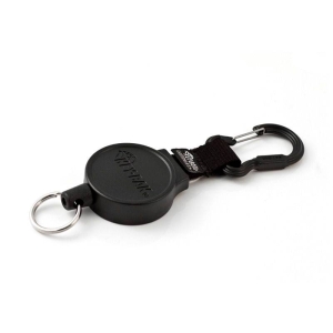 Key-Bak MID6 Key Holder Reel with Split Ring, Carabiner, Black