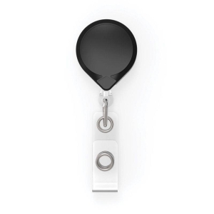 Key-Bak Mini-Bak ID Badge Reel with ID Card Strap, Belt Clip, Black