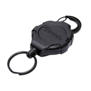 Key-Bak Ratch-It Key Holder Reel with Split Ring, Carabiner, Black