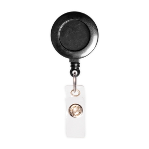 Pack of 25 ID Badge Reel with ID Card Strap, Belt Clip, Black