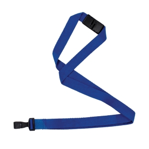 Pack of 50 Compostable Lanyards with Wide Plastic Hook, Breakaway, 16mm, Royal Blue