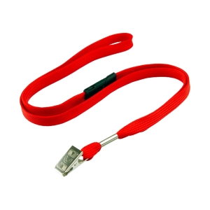 Pack of 50 Lanyards with Bulldog Clip, Breakaway, 10mm, Red