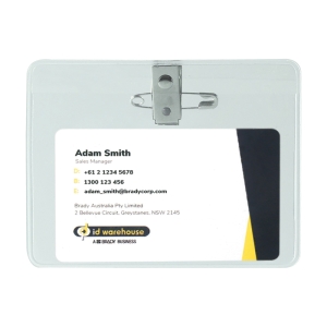 Large ID Card Holder 10pk Landscape with Pin & Clip