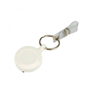 Pack of 25 ID Badge Reel with Split Ring and ID Card Strap, Belt Clip, White