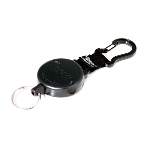 Key-Bak Securit Key Holder Reel with Split Ring, Carabiner, Black