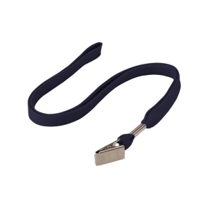 Pack of 50 Lanyards with Bulldog Clip, 10mm, Navy Blue