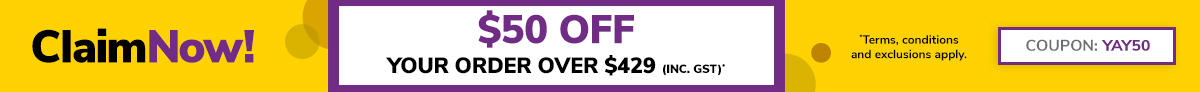 $50 Off Orders Over $429* Use coupon: YAY50. *T&Cs Apply. Subject to change without notice.